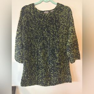 Sigrid Olsen Gorgeous Black/Green Silk Blend Hand Knit Sweater Size MEDIUM